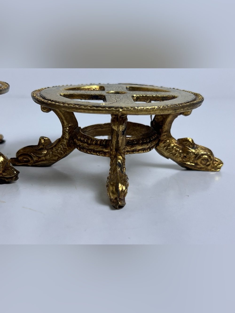 Lot of 2 VTG Cornell Brass Ornate Lamp Base Dragon Feet Theme - Picture 12 of 13